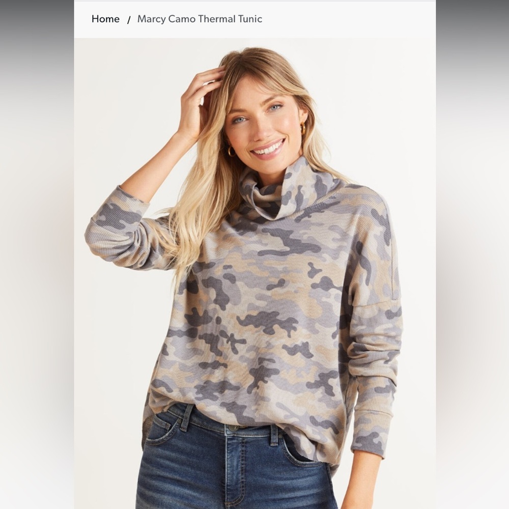 Michael Stars Marcy Camo Thermal Tunic size XL